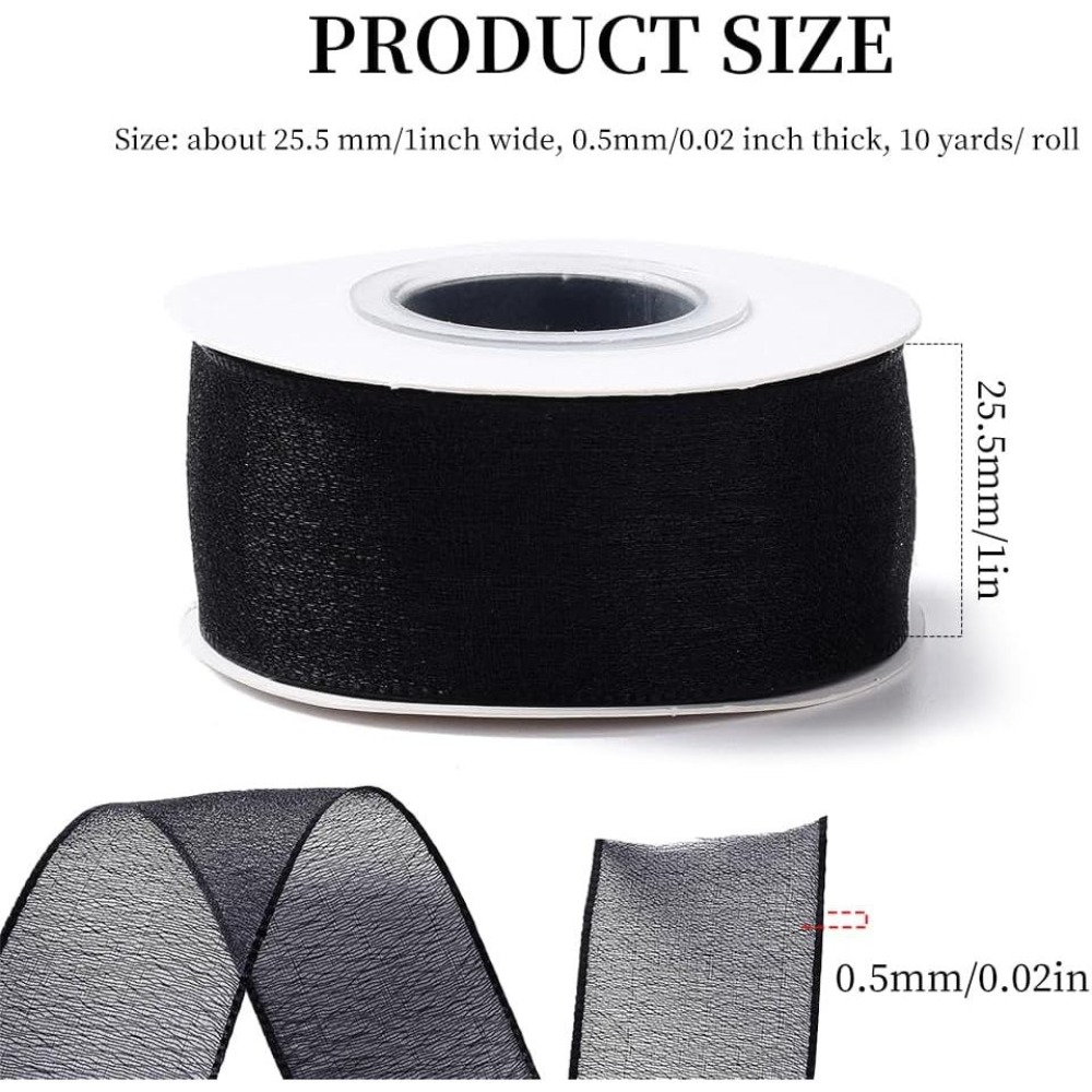 1 Inch Black Organza Ribbon Wi - Organza Ribbon Spool 评论和价格