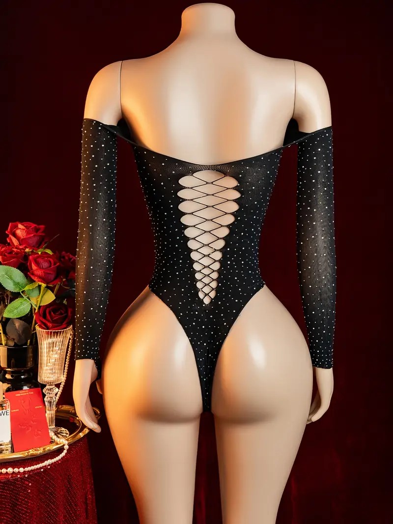Rhinestone Fishnet Hollow Baby - Crystal Mesh Fabric 评论和价格