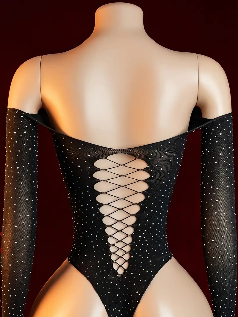 Rhinestone Fishnet Hollow Baby - Crystal Mesh Fabric 评论和价格