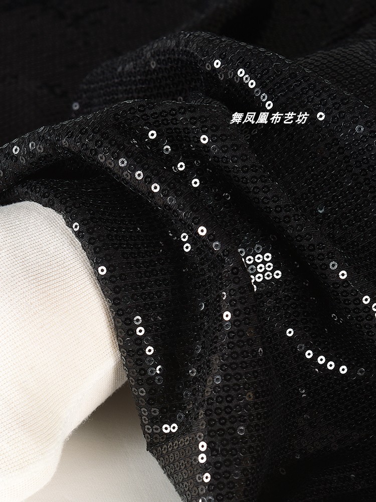 Black High Elastic Sequin Fabr - Crystal Mesh Fabric 评论和价格