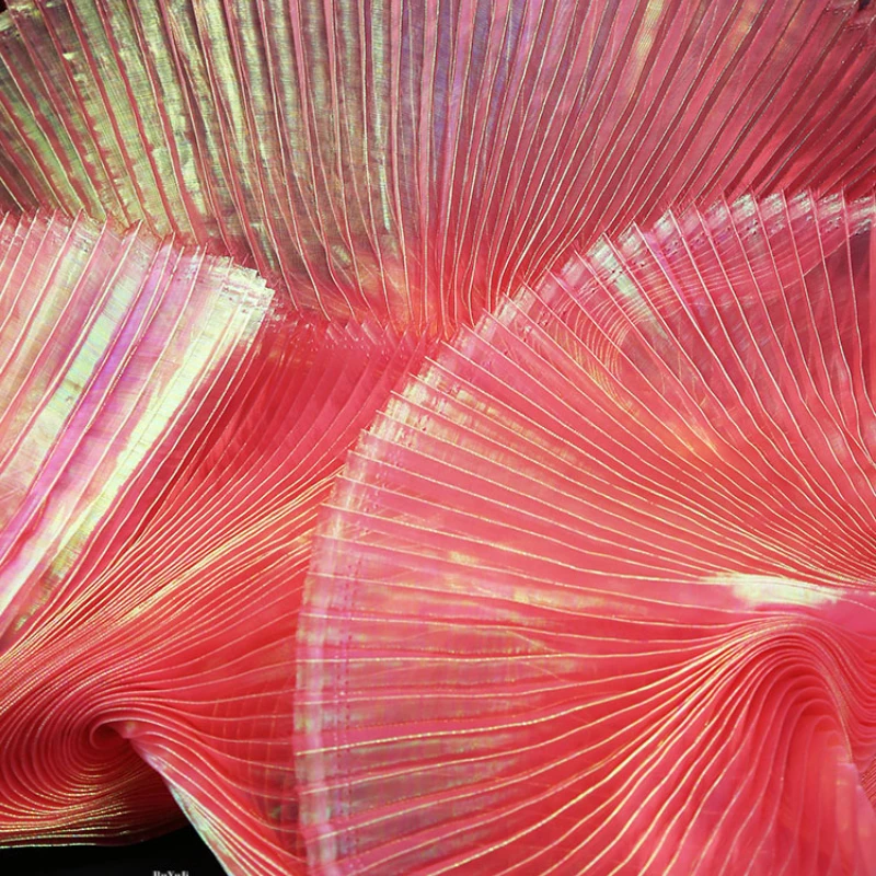 Organ Pleated Fabric Illusory  - Crystal Mesh Fabric 评论和价格