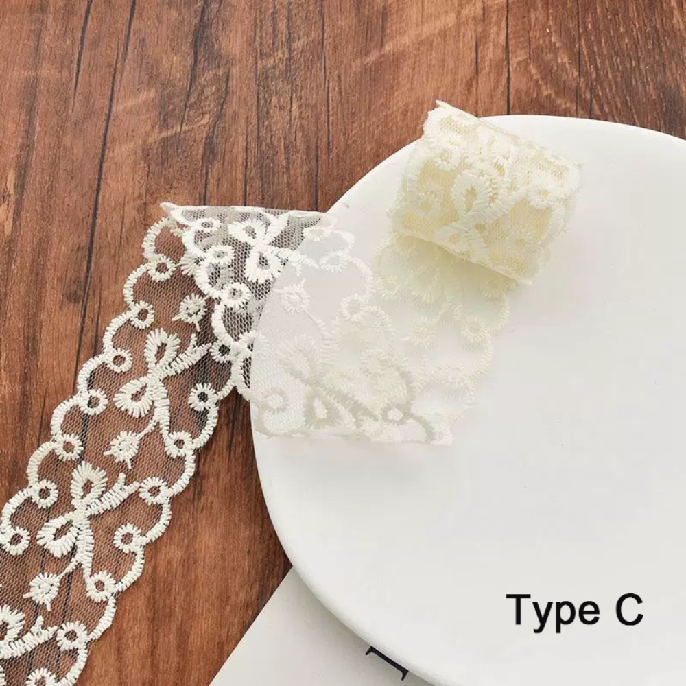 5 Yards Pure Cotton Sewing Tri - Lace Ribbon Trim 评论和价格