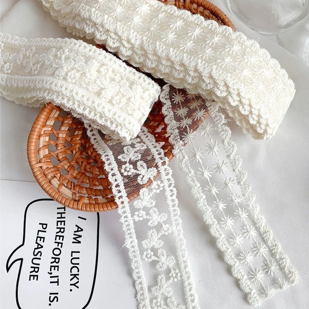 5 Yards Pure Cotton Sewing Tri - Lace Ribbon Trim 评论和价格
